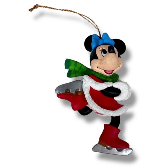 Vintage Disney Minnie Mouse Ice Skating Christmas Ornament Hanging Holiday Decor - Picture 1 of 6